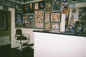 samuel O'Reilly's tattoo shop inside